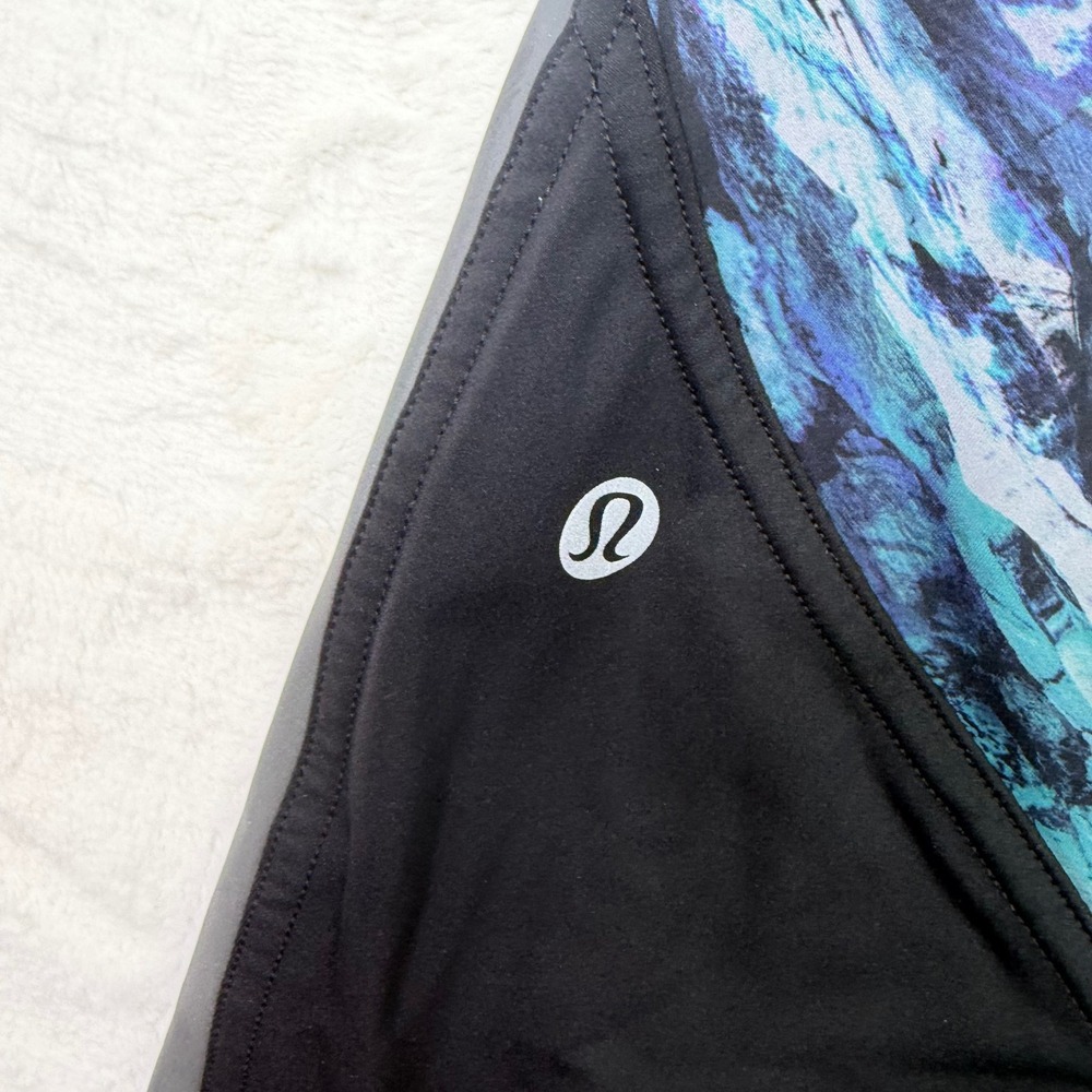 Lululemon Athletica Black Blue Abstract Print Leggings Cropped Activewear Women - Picture 4 of 6